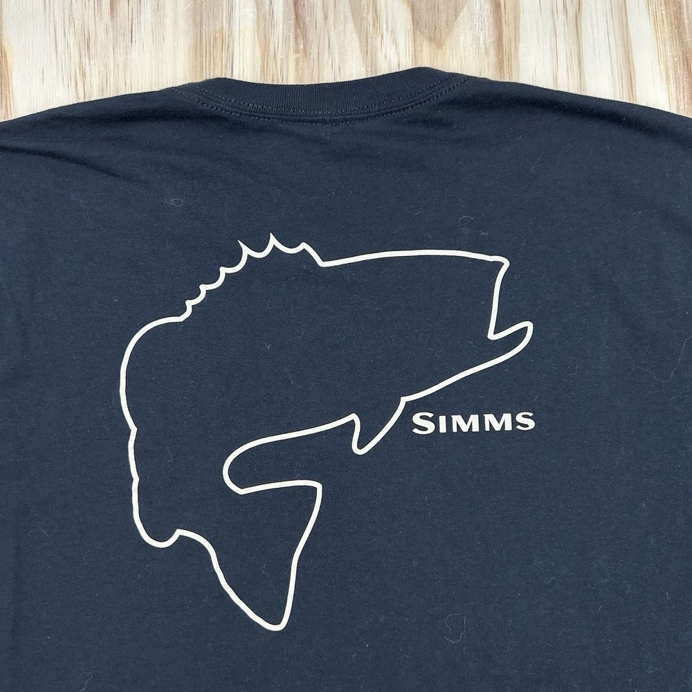 Sims Fishing Men's Medium Black Graphic T-Shirt Short Sleeve Outdoor Angler
